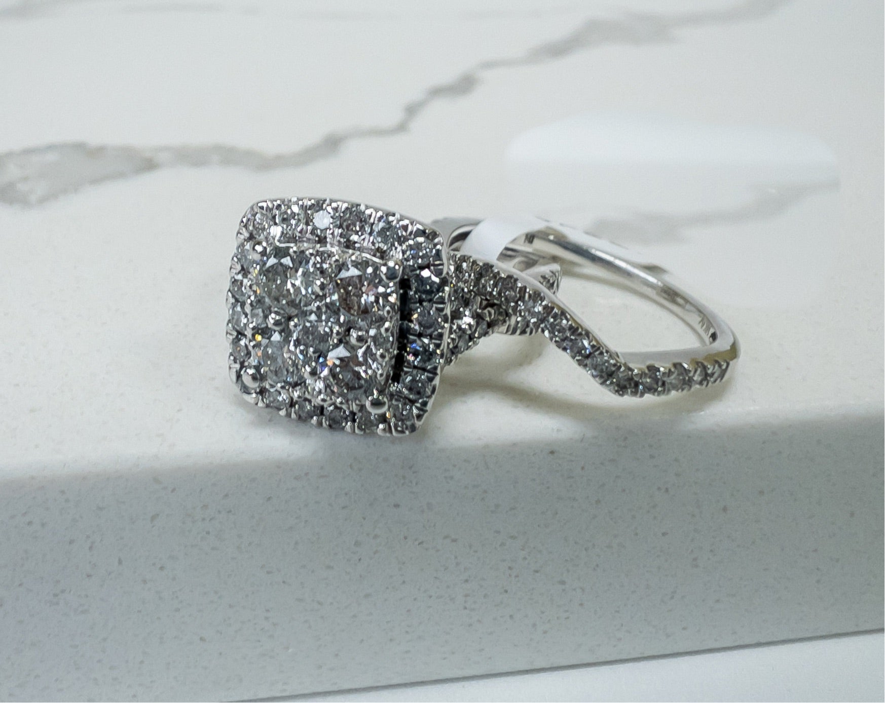 14k White Gold Diamonds Engagement Rings 1.50ct - Cleopatra Jewelers
