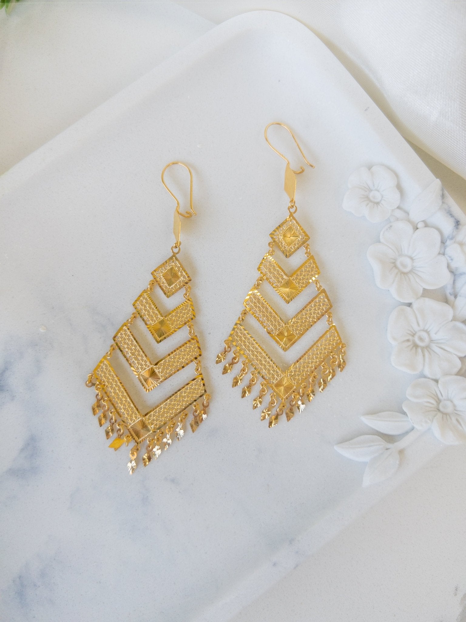 21k Gold Earings - Cleopatra Jewelers