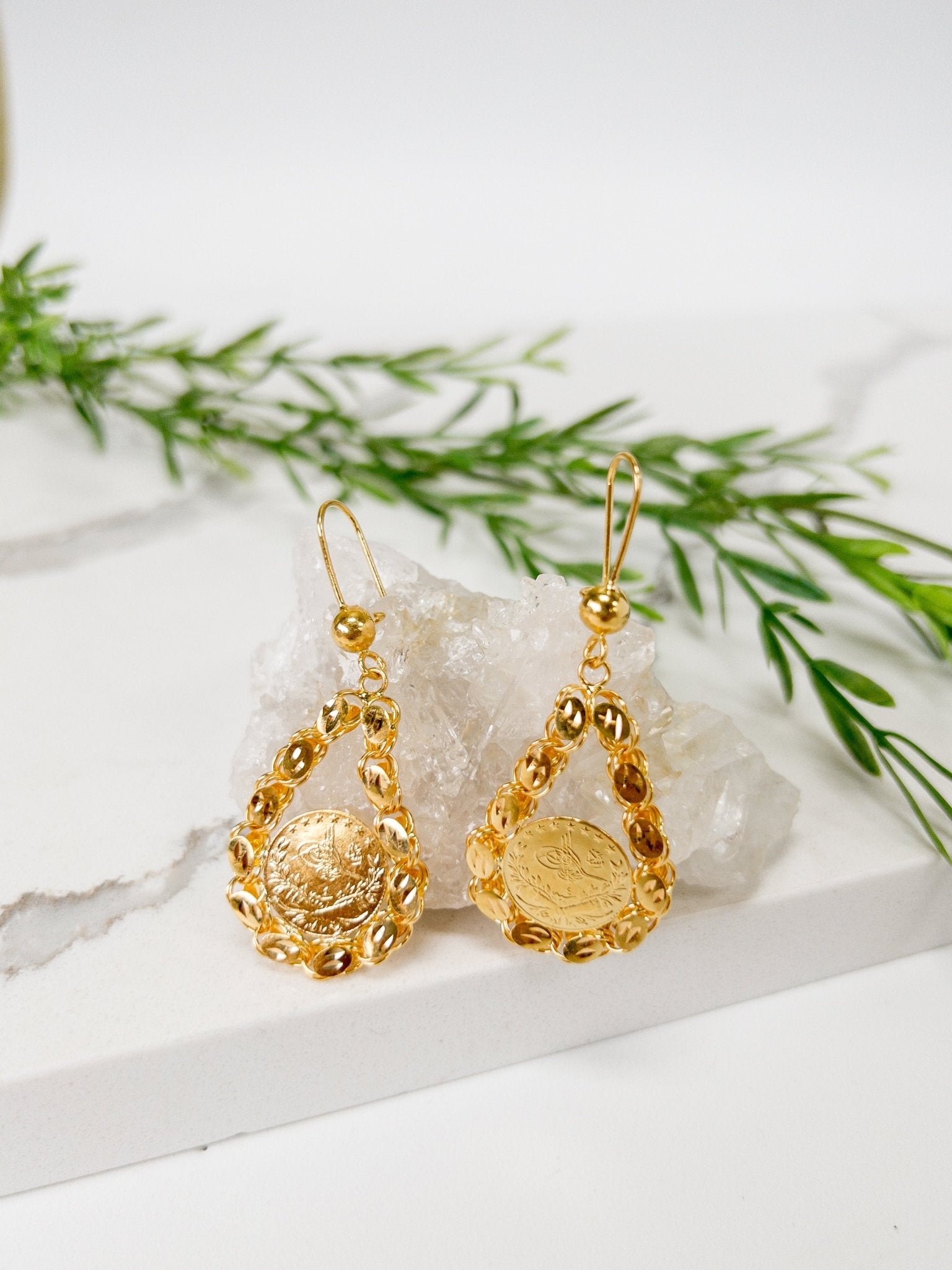 21k Gold earrings - Cleopatra Jewelers