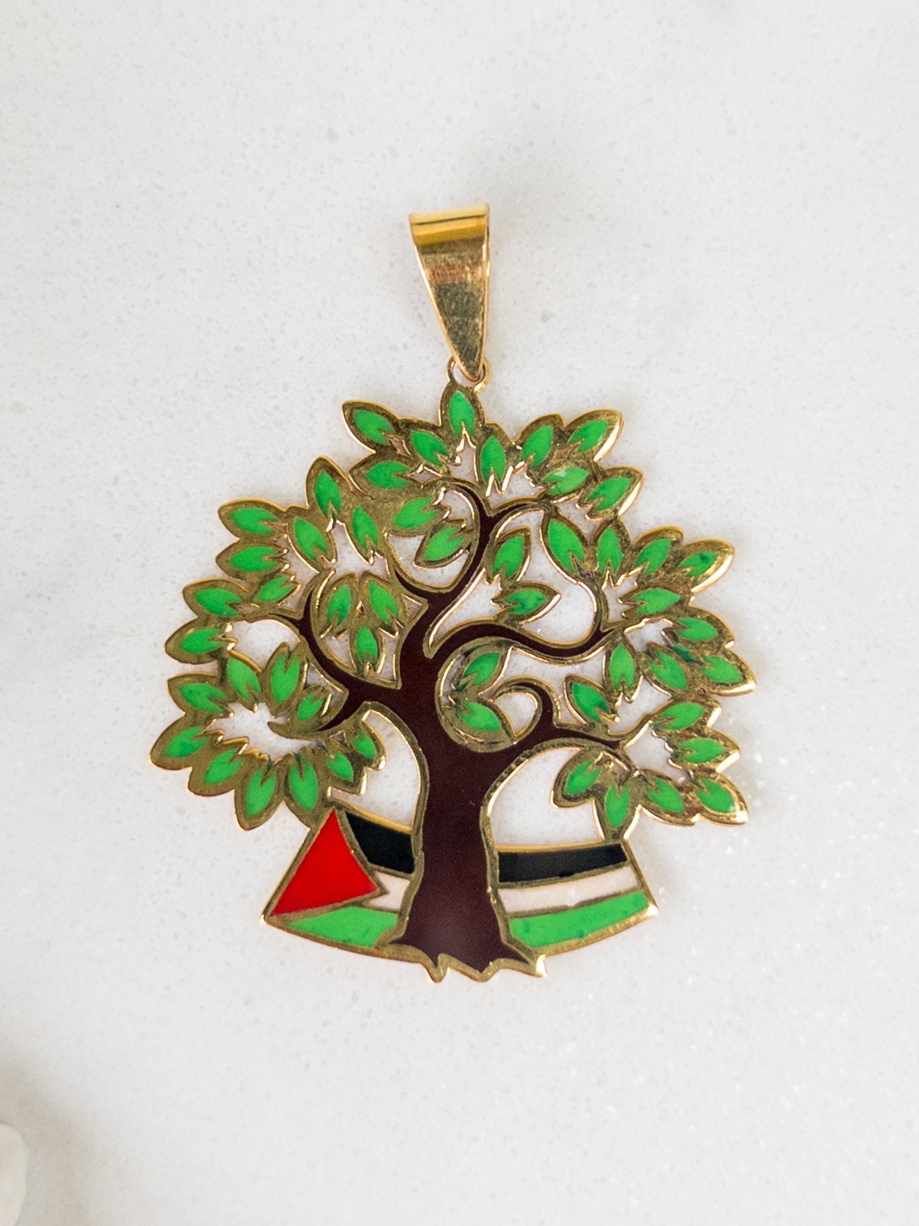 21k Gold Palestine Olive Tree Pendants - Cleopatra Jewelers