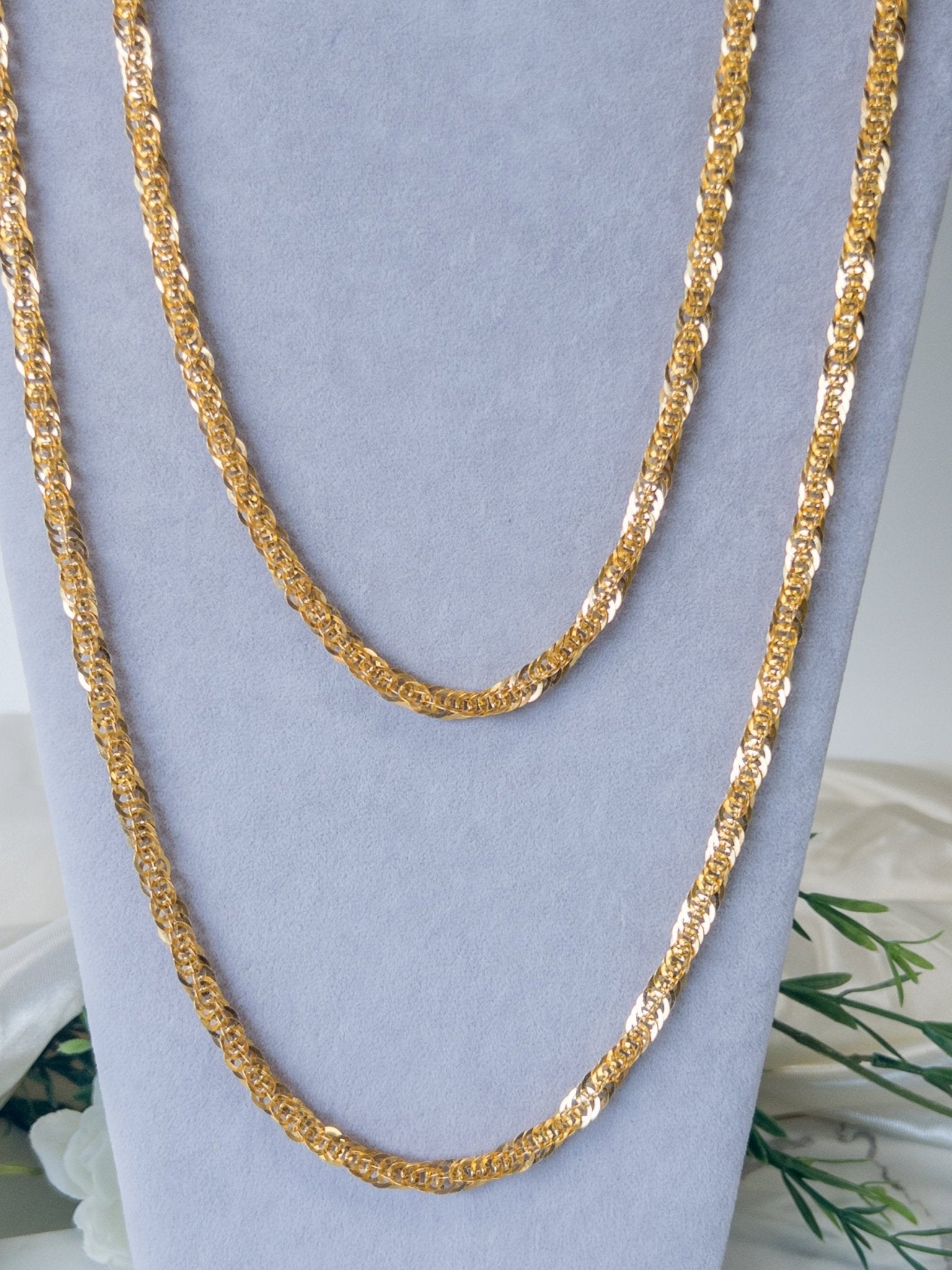 21k Yellow Gold 2 meter halabi chain - Cleopatra Jewelers