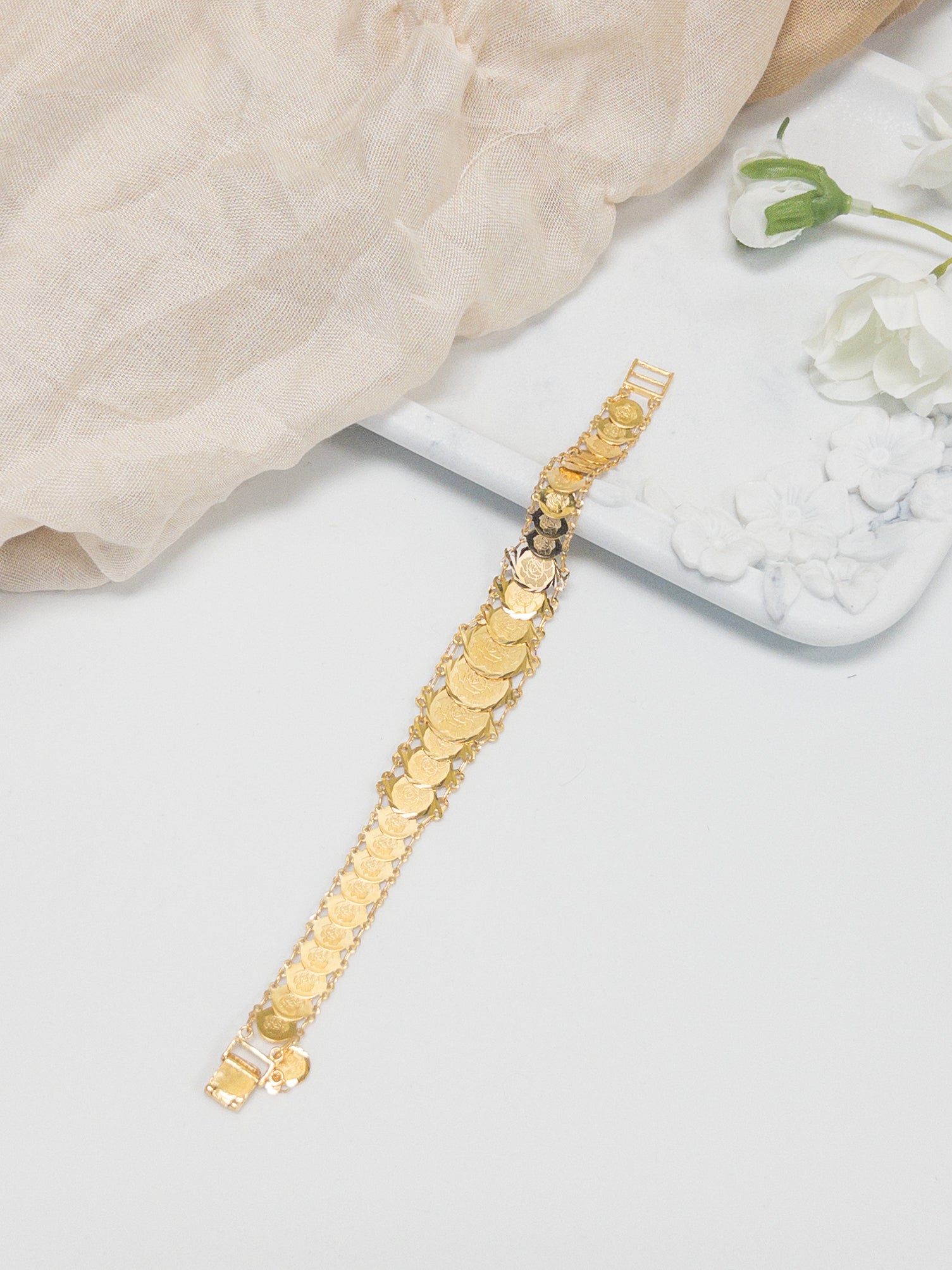 Ravishing One Gram Gold Bracelet Emerald AD White Stone BRAC620
