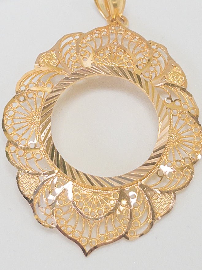 21k Coin Frame Pendants - Cleopatra Jewelers