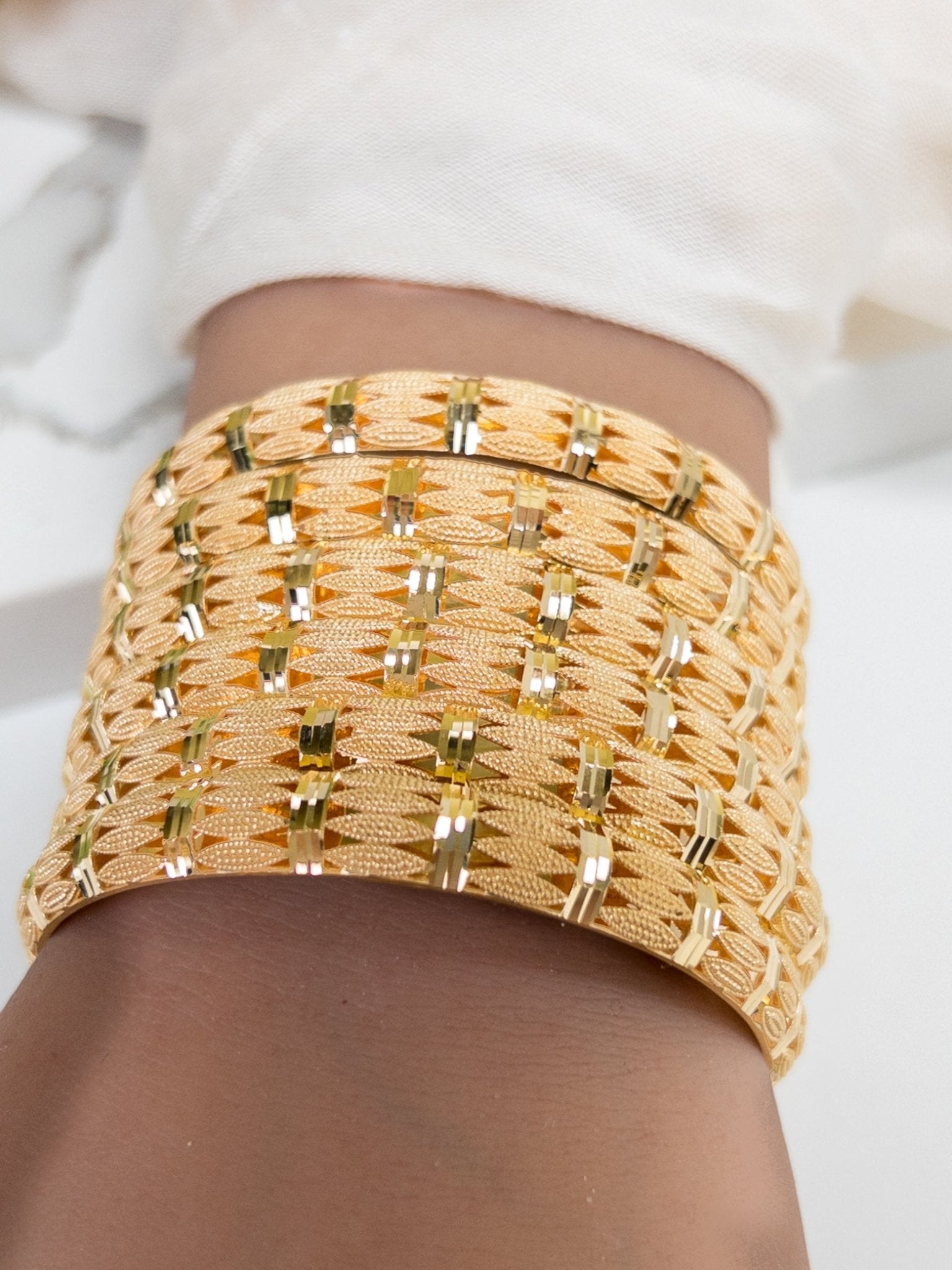 21k Gold Bangles Set - Cleopatra Jewelers