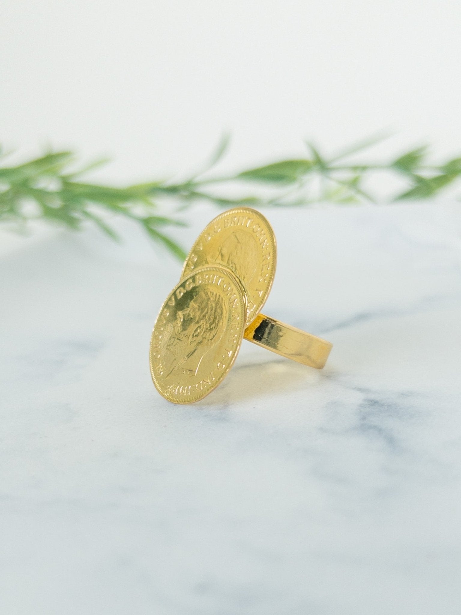 21k Gold Coin Ring - Cleopatra Jewelers
