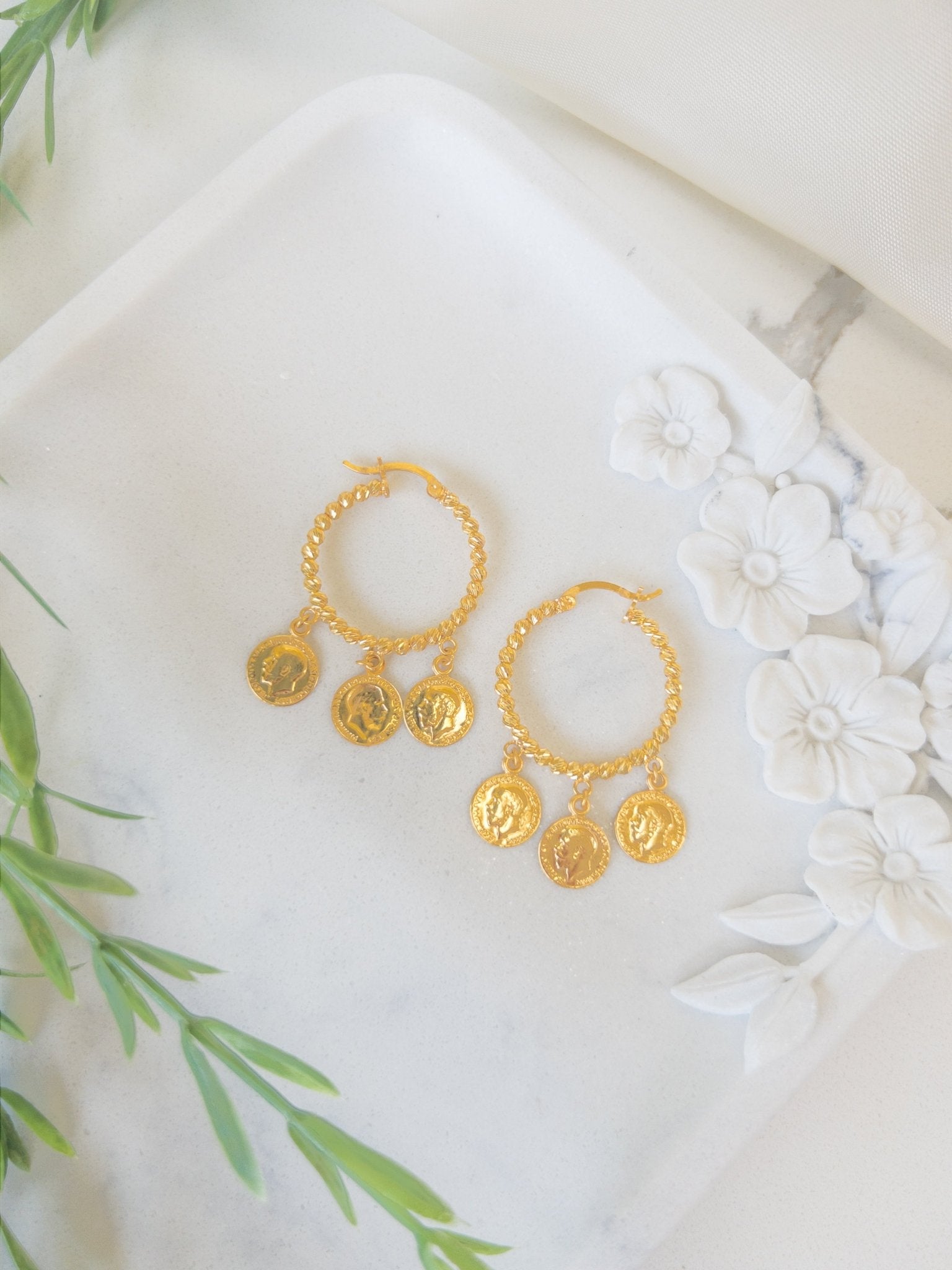 21k Gold Earings - Cleopatra Jewelers