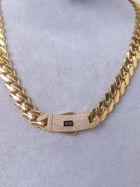 21k Gold Monaco chain classic half set – Cleopatra Jewelers