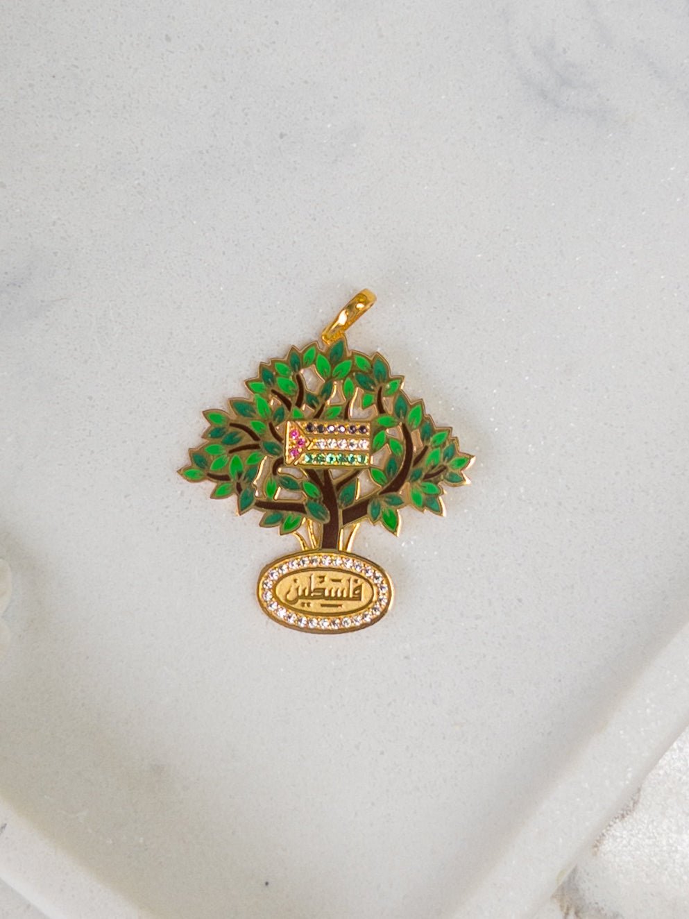 21k Gold Pendants Olive Tree Palestine - Cleopatra Jewelers