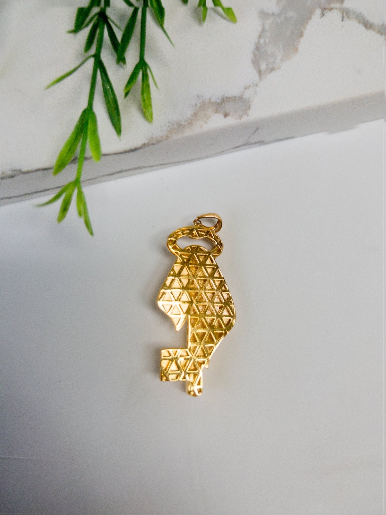 21k Gold Pendants Palestine Key - Cleopatra Jewelers