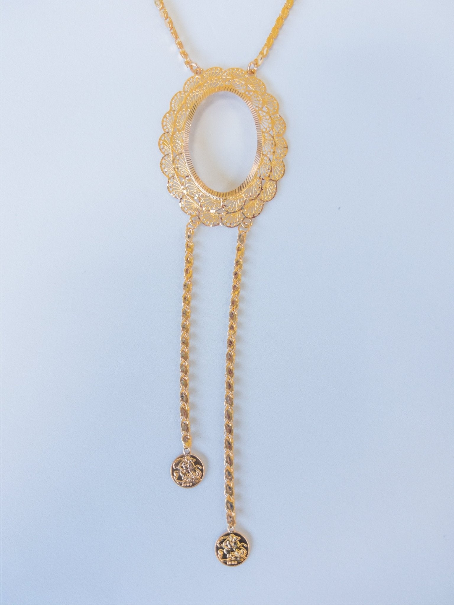 21k Ounce Frame Necklace - Cleopatra Jewelers