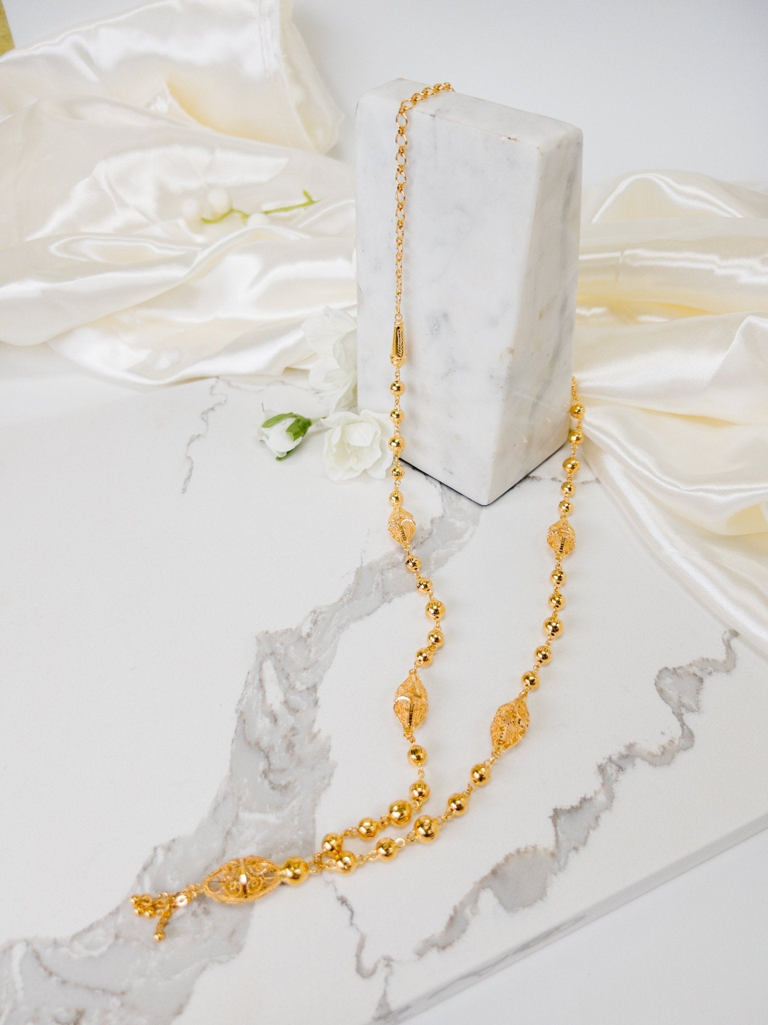 Masbaha Necklace 21k Gold - Cleopatra Jewelers
